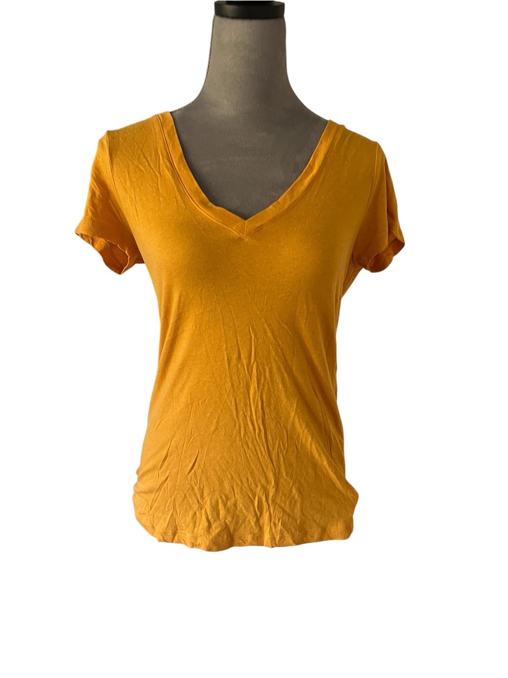 Forever 21 V-Neck Short Sleeve Tee in Warm Mustard